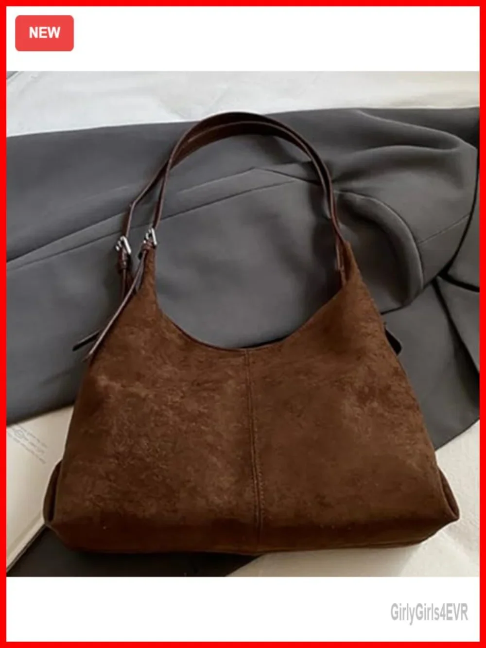 Slouchy Suede Hobo Bag Women Trendy Underarm Shoulder Bag Crescent Crossbody